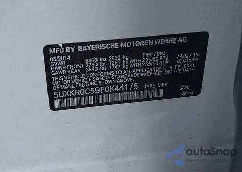 2014 BMW X5 xDrive35I from USA, damaged, VIN 5UXKR0C59E0K44175